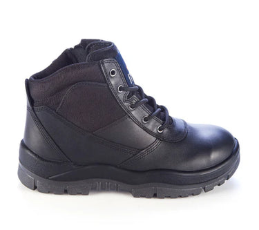 Mongrel 261020 Low‑Cut ZipSider Safety Boot – Black Leather, Steel Toe