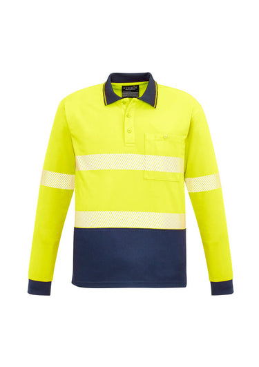 Syzmik Unisex Hi Vis Segmented Tape Long Sleeve Polo ZH530 - Yellow/Navy