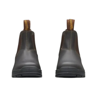 Brown Waxy Leather Elastic Side Boot — V Cut