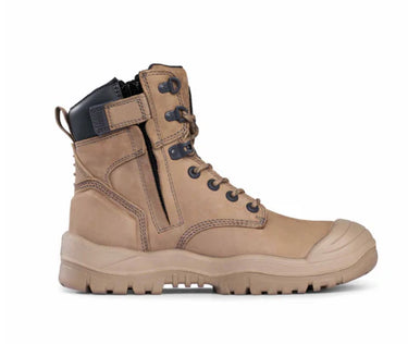 Mongrel 561060 High‑Leg ZipSider Safety Boot – Stone, Steel Toe