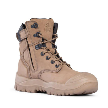 Mongrel 561060 High‑Leg ZipSider Safety Boot – Stone, Steel Toe
