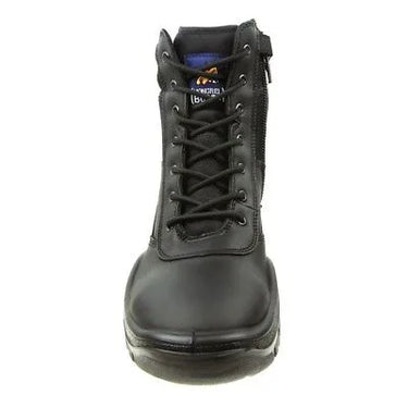 Mongrel 251020 High‑Leg ZipSider Safety Boot – Black Leather, Steel Toe