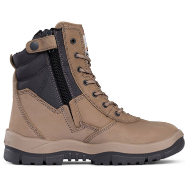 Mongrel 251060 High‑Leg ZipSider Safety Boot – Stone Nubuck, Steel Toe