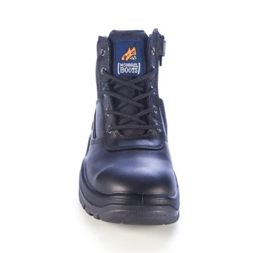 Mongrel 261020 Low‑Cut ZipSider Safety Boot – Black Leather, Steel Toe