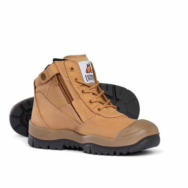 Mongrel 461050 Zipsider Safety Boots Wheat – Steel Toe, ToughSider Sole, Scuff Cap