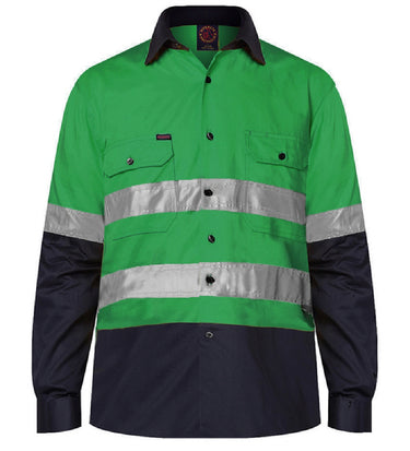 Ritemate 2 Tone Open Front Shirt L/S 50MM Reflective Tape - RM1050R