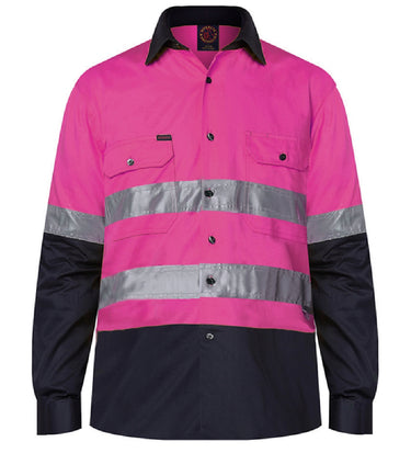 Ritemate 2 Tone Open Front Shirt L/S 50MM Reflective Tape - RM1050R