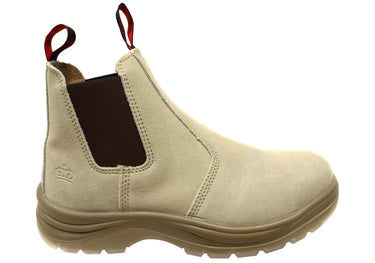 King Gee Flinders Suede Steel Cap Gusset Work Boot — Sand