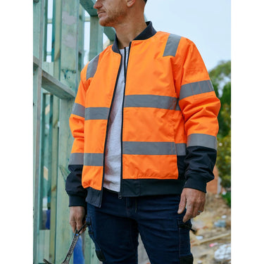 Taped Two Tone Hi Vis Bomber Jacket with Padded Lining - BJ6730T